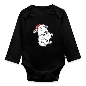 Ours polaire Noël Sommeil Sommeil Sommeil Sommeil - Body Bébé bio manches longues - noir - Devant