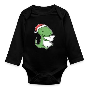 Lézard Noël Sommeil Sommeil Sommeil - Body Bébé bio manches longues - noir - Devant