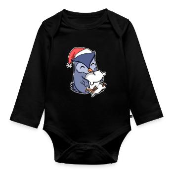 Owl Christmas Sleep Sleep Sleep - Organic Longsleeve Baby Bodysuit - black - Front