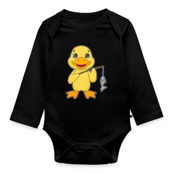 Pêche au poisson canard pêcheur - Body Bébé bio manches longues - noir - Devant
