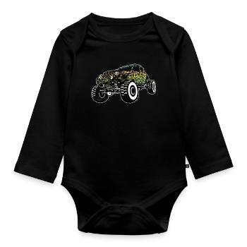 Dégradé de crâne de Monster Truck - Body Bébé bio manches longues - noir - Devant