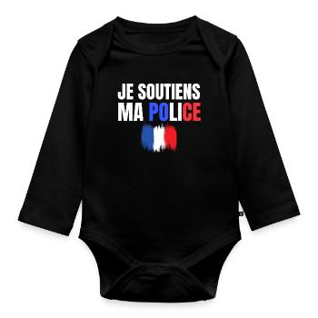 police, policier, gendarme - Body Bébé bio manches longues - noir - Devant