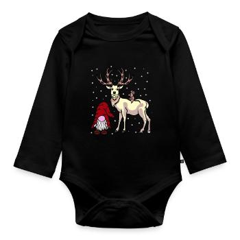 Nikolaus Xmas Weihnachten Fantasy Christmas Kind - Baby Bio-Langarm-Body - Schwarz - Vorne