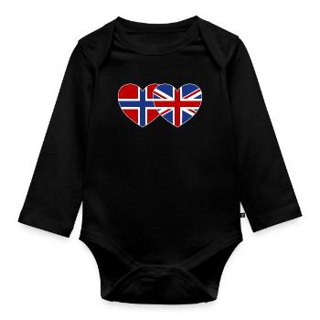 Norwegen England Flagge Herz - Baby Bio-Langarm-Body - Schwarz - Vorne