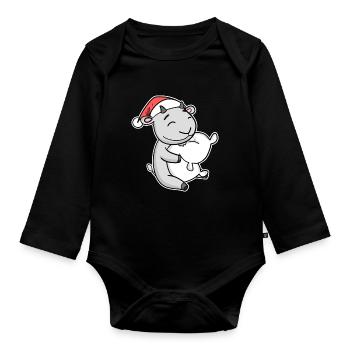Ziege Weihnachten weihnachtlich Baby Kissen - Baby Bio-Langarm-Body - Schwarz - Vorne