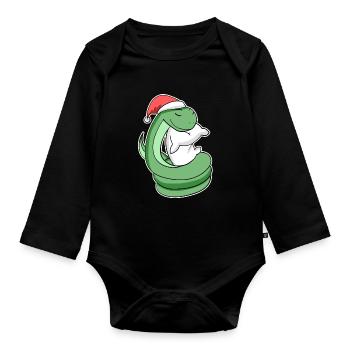 Serpent Noël Sommeil Sommeil Sommeil Sommeil - Body Bébé bio manches longues - noir - Devant
