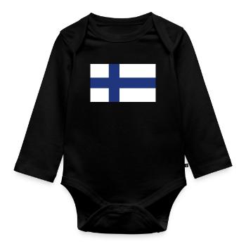 Drapeau national de la Finlande - Body Bébé bio manches longues - noir - Devant