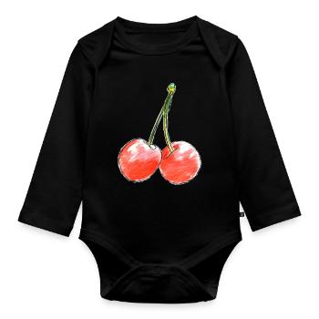 Sketch des Deux Cerises Sucrées - Body Bébé bio manches longues - noir - Devant