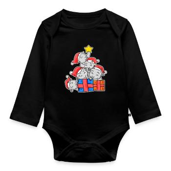 Goats Christmas Christmas tree Goat - Organic Longsleeve Baby Bodysuit - black - Front