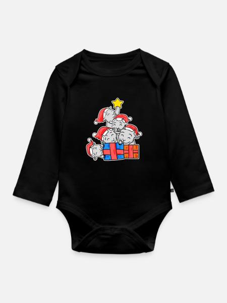 Geiten Kerstboom Geit - Baby bio-rompertje met lange mouwen - zwart