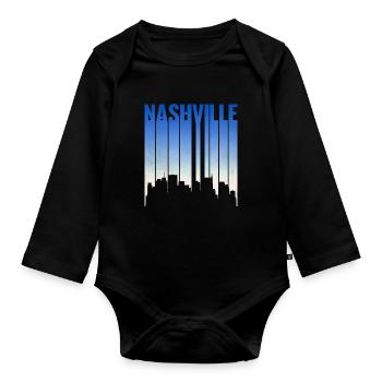Pente de la ligne d’horizon de Nashville - Body Bébé bio manches longues - noir - Devant