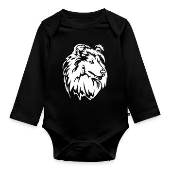 Collie Head "Black Edition" - Organic Longsleeve Baby Bodysuit - black - Front