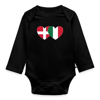 Danemark Italie Flag Heart - Body Bébé bio manches longues - noir - Devant