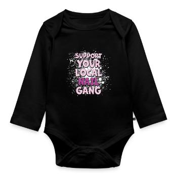 Soutenez votre Nail Gang Nail Tech local - Body Bébé bio manches longues - noir - Devant