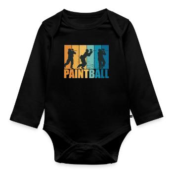 Paintball Paintballer Gotcha Vintage Geschenk - Baby Bio-Langarm-Body - Schwarz - Vorne