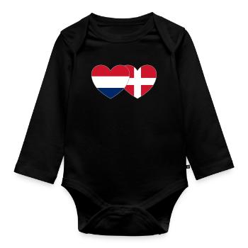 Pays-Bas Danemark Flag Heart - Body Bébé bio manches longues - noir - Devant