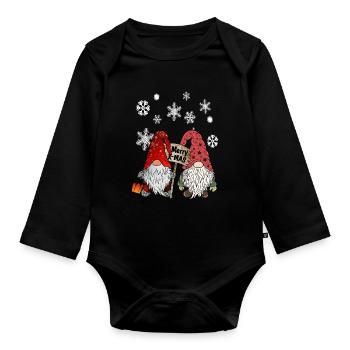 Gnom Weihnachts Wichtel mit Schneeflocken - Baby Bio-Langarm-Body - Schwarz - Vorne
