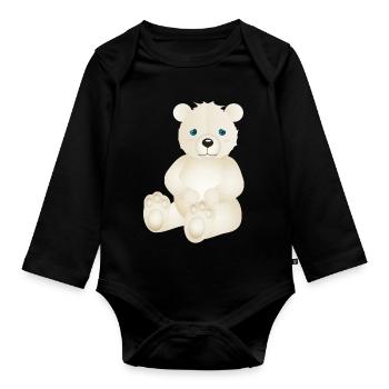 zauberhafter Eisbär als tierischer Begleiter - Baby Bio-Langarm-Body - Schwarz - Vorne