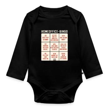Homeoffice Bingo Büro Heimarbeit Home Office - Baby Bio-Langarm-Body - Schwarz - Vorne