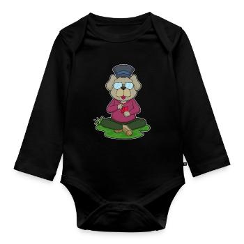 Hund Poker Pokerkarten - Baby Bio-Langarm-Body - Schwarz - Vorne