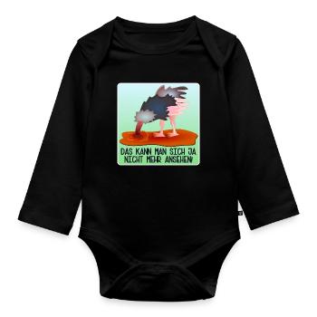 LUSTIGE SPRÜCHE - ABTAUCHEN VOGELSTRAUß - Baby Bio-Langarm-Body - Schwarz - Vorne