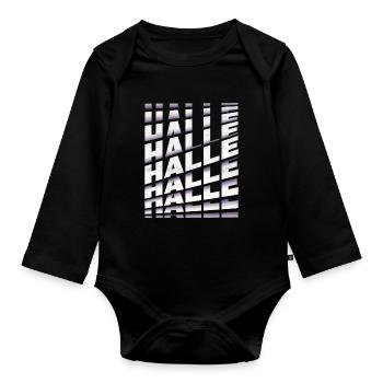 Hall Germany City Font Skyline Home - Organic Longsleeve Baby Bodysuit - black - Front