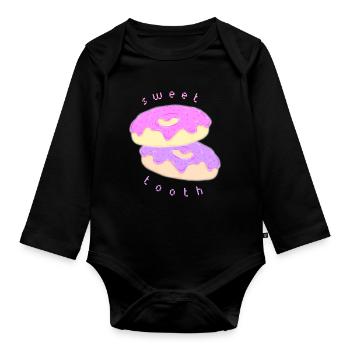 Dent sucrée - Body Bébé bio manches longues - noir - Devant