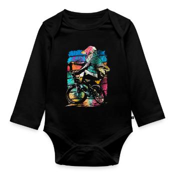 Retro Bmx Racing Coloré - Vélo Bmx Coloré - Bmx - Body Bébé bio manches longues - noir - Devant