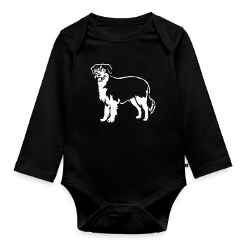 Australian Shepherd "Black Edition" - Organic Longsleeve Baby Bodysuit - black - Front