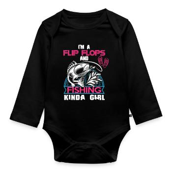 Ich bin ein Flip Flop und Fischer Mädchen - Baby Bio-Langarm-Body - Schwarz - Vorne