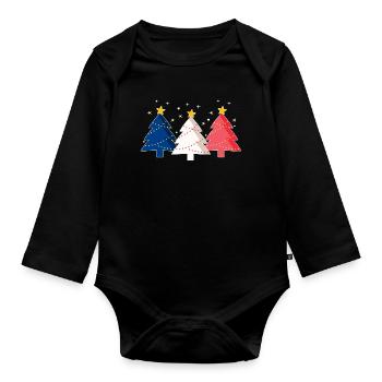 Joyeux Noël Christmas trees France flag - Organic Longsleeve Baby Bodysuit - black - Front
