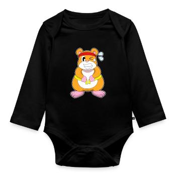 Entraînement pour hamsters Gymnastique Fitness - Body Bébé bio manches longues - noir - Devant
