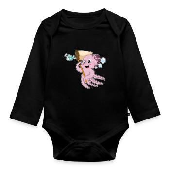Pêche au filet de débarquement des pêcheurs pieuvres - Body Bébé bio manches longues - noir - Devant
