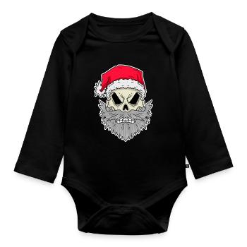 Santa Claus Skull - Organic Longsleeve Baby Bodysuit - black - Front