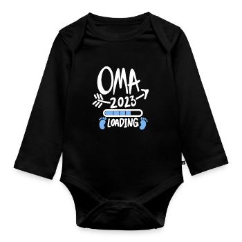 Oma 2023 - Werdende Oma 2023 - Baby Bio-Langarm-Body - Schwarz - Vorne