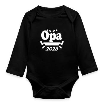 Opa 2023 - Opa werden - Bald Opa - Baby Bio-Langarm-Body - Schwarz - Vorne