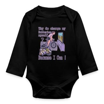 Warum ich meine Akkus selber lade ? - Baby Bio-Langarm-Body - Schwarz - Vorne