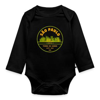 São Paulo Skyline Siegel Grün - Baby Bio-Langarm-Body - Schwarz - Vorne