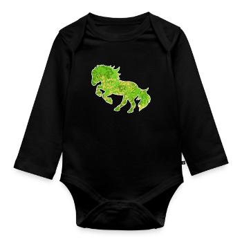 Gallop Horses Icelandic Horses Horse Love Trot - Organic Longsleeve Baby Bodysuit - black - Front