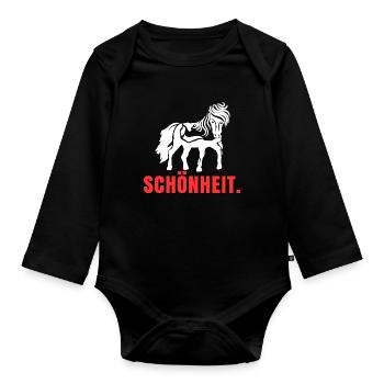 Cool Islandpferde Statement Spruch Isländer Pferde - Baby Bio-Langarm-Body - Schwarz - Vorne