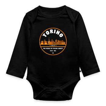 Emblème de la Skyline de Torino - Body Bébé bio manches longues - noir - Devant