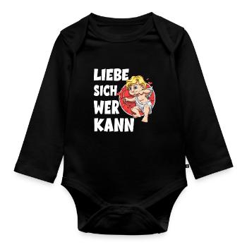 Liebe Sich Wer Kann für den Partner - Baby Bio-Langarm-Body - Schwarz - Vorne