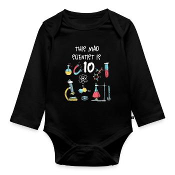 Ce savant fou a 10 ans - Body Bébé bio manches longues - noir - Devant