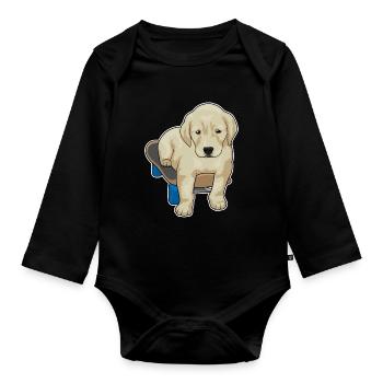 Dog Skater Skateboard - Organic Longsleeve Baby Bodysuit - black - Front