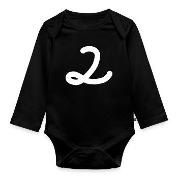 2 Number two white - Organic Longsleeve Baby Bodysuit - black - Front