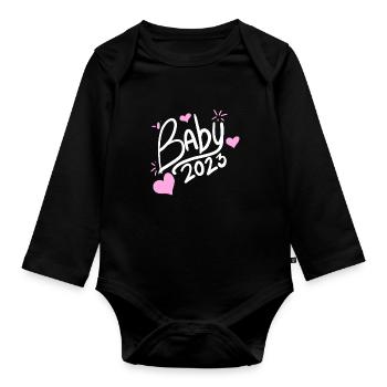 Bébé 2023 - Naissance Enceinte 2023 Grossesse - Body Bébé bio manches longues - noir - Devant
