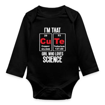Je suis cette jolie fille qui aime la science - Body Bébé bio manches longues - noir - Devant