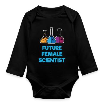 Future Female Scientist - Organic Longsleeve Baby Bodysuit - black - Front