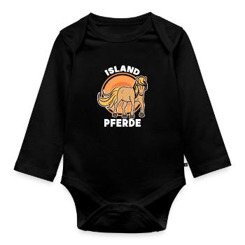 Islandpferde Spruch Pferdefan Pferde Pferdeliebe - Baby Bio-Langarm-Body - Schwarz - Vorne