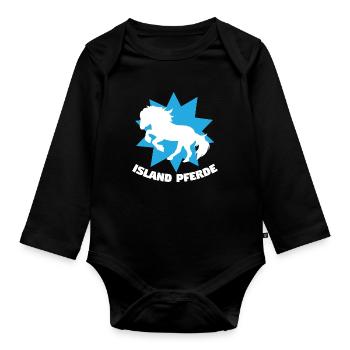 Islandpferde Tölt Galopp Trab Pferde Spruch Pferde - Baby Bio-Langarm-Body - Schwarz - Vorne